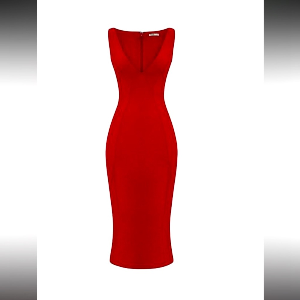 HOUSE OF CB Red Cece Midi Dress S